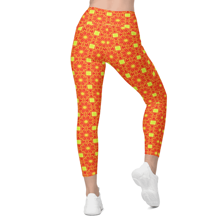Abstract Repeating Orange Flower Leggings product image (1)