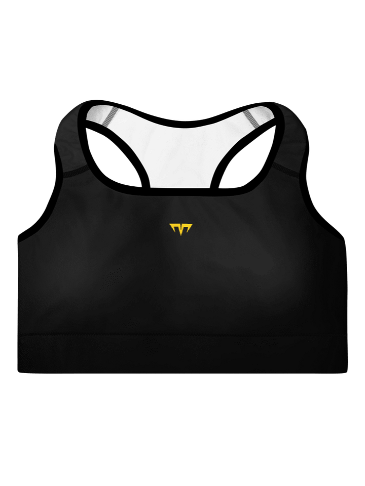 Women's Activewear - Padded Sports Bra Black/White - Printed Gold Logo product image (1)