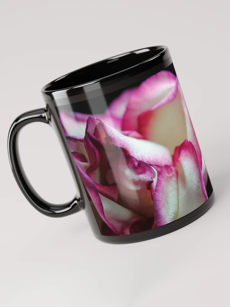 Pink Lined White Rose Black Coffee Mug product image (6)