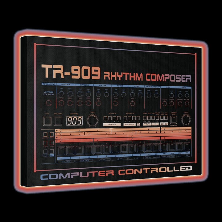 TR-909 - Canvas Artwork (Roland 909 Rhythm Composer Drum Machine) by Vintage Voltage product image (1)