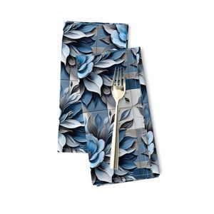Seamless Pattern - Painted Floral Tile Pattern 3 in Shades of Blue and Gray product image (10)