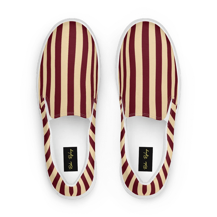 Crimson Cream Stripes Women's Slip-Ons product image (1)