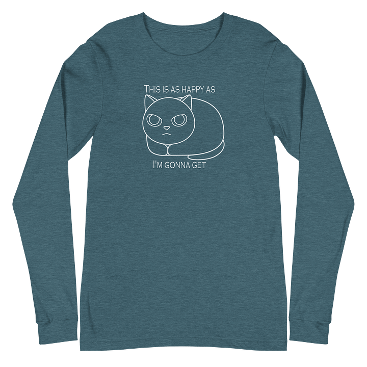 Happy Grumpy Cat Unisex Long Sleeve Tee, White Print product image (2)