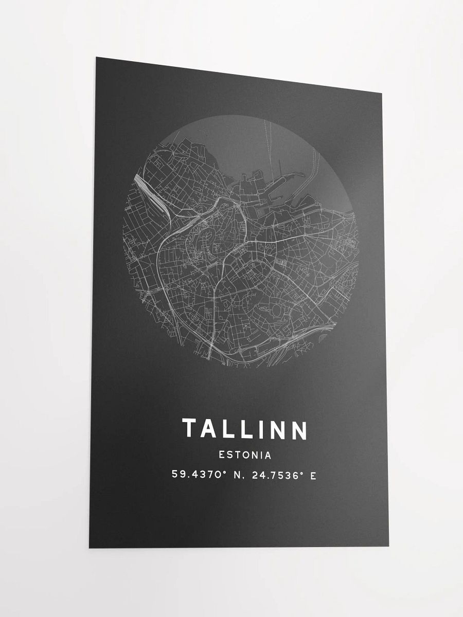 Tallinn Street Map Poster – Black Minimalist Circular City Art product image (4)