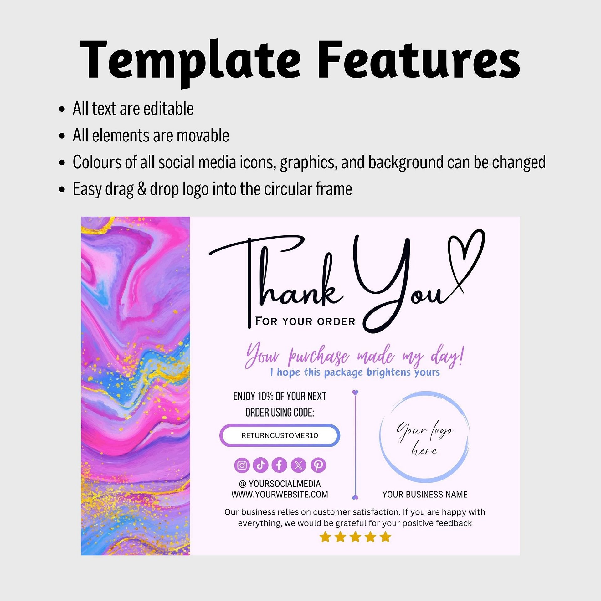 Unicorn - Thank You Card Template product image (7)