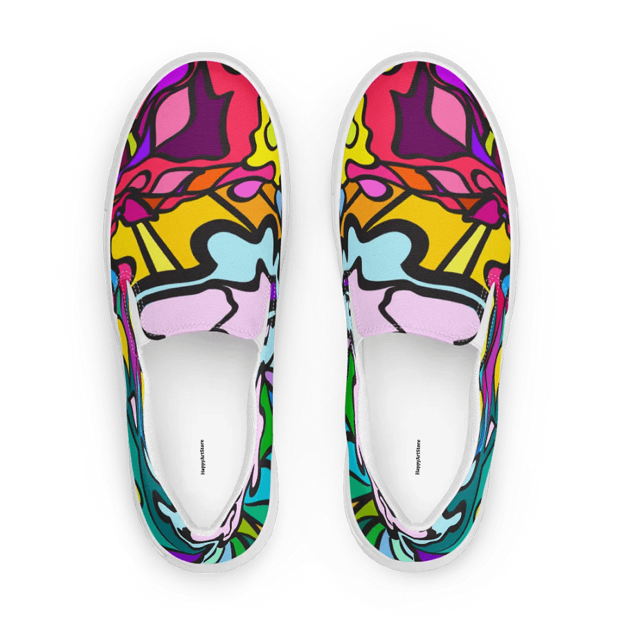 Swirling Symphony Women's Canvas Slip-Ons - Wave at Sunset product image (1)