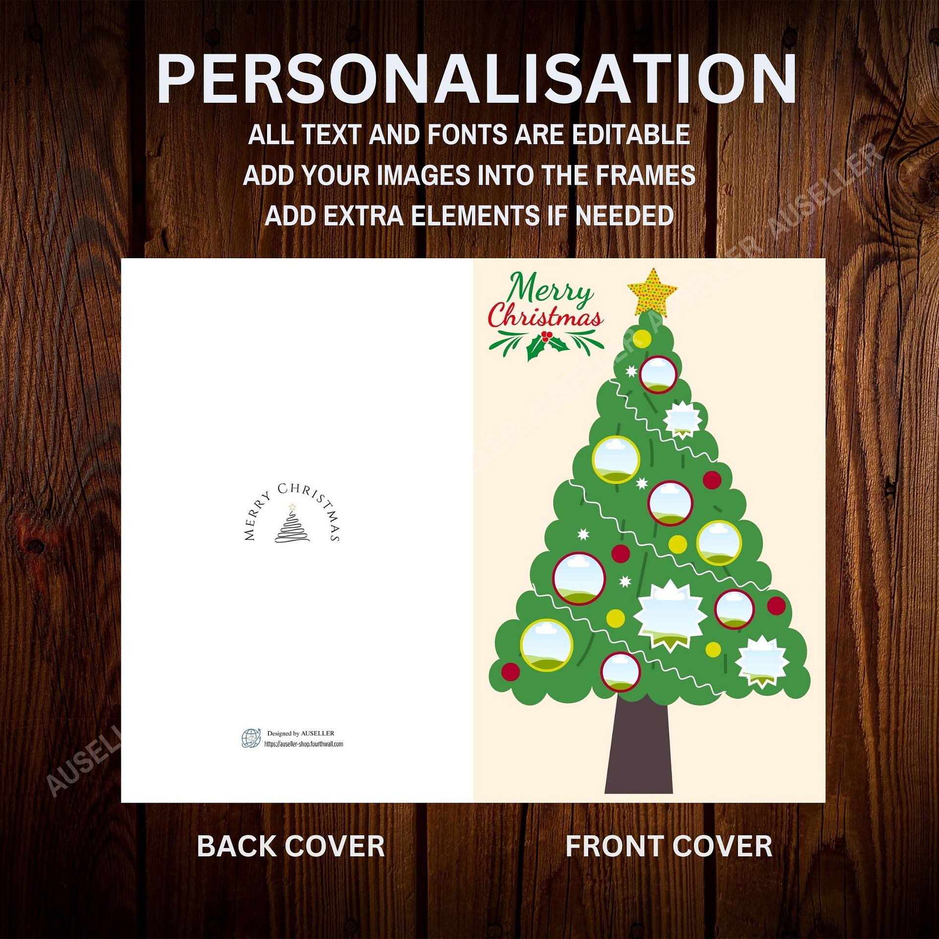 Christmas Tree With Photo Portraits Card Template product image (5)