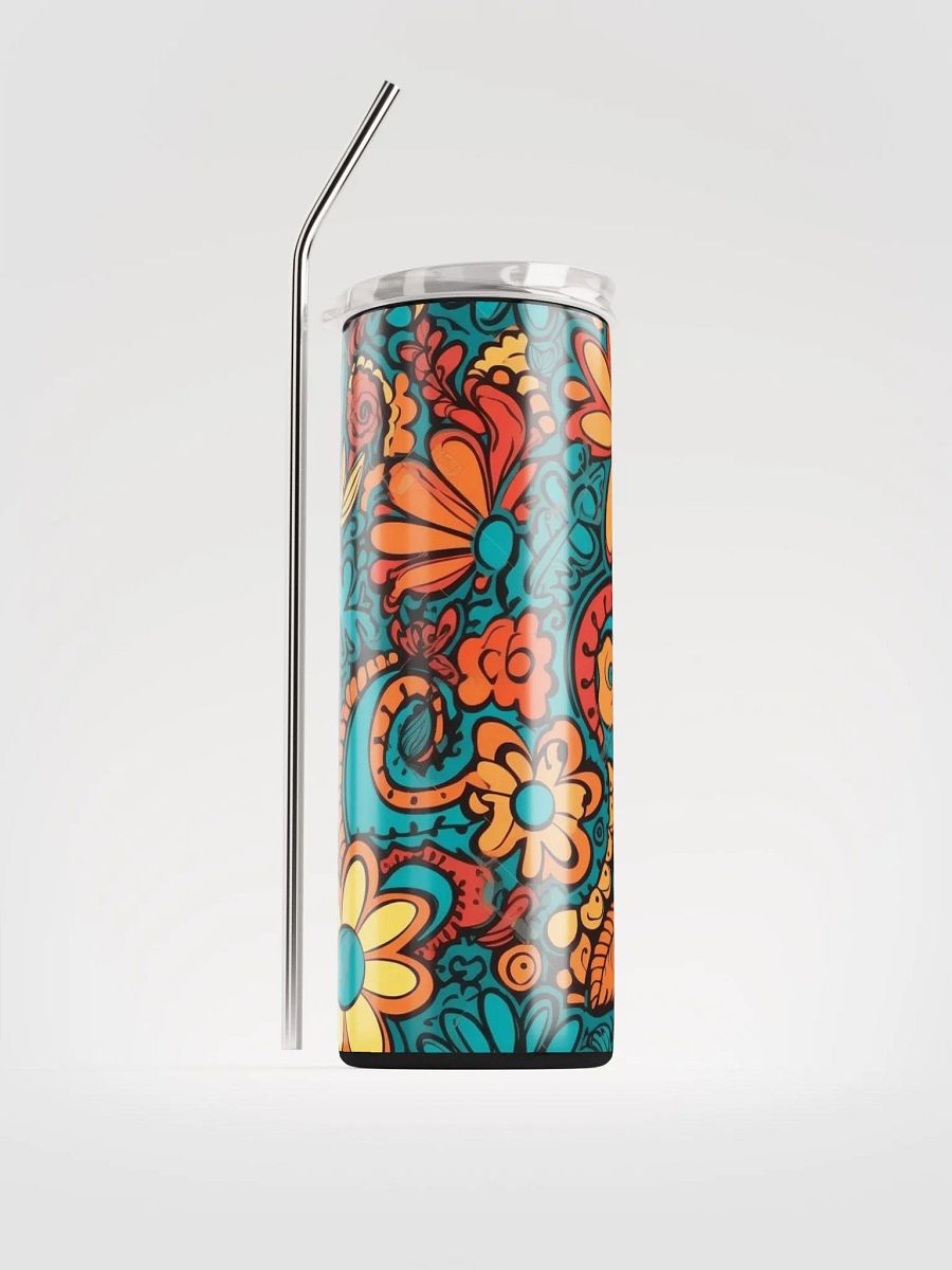 Groovy Hippie Stainless Steel Tumbler | Eco-Friendly 20oz Cup with Reusable Straw! product image (1)