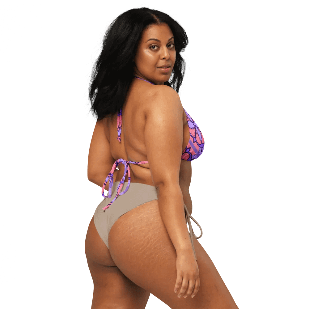 Peach and Lilac Symmetry Pattern String Bikini Top product image (3)