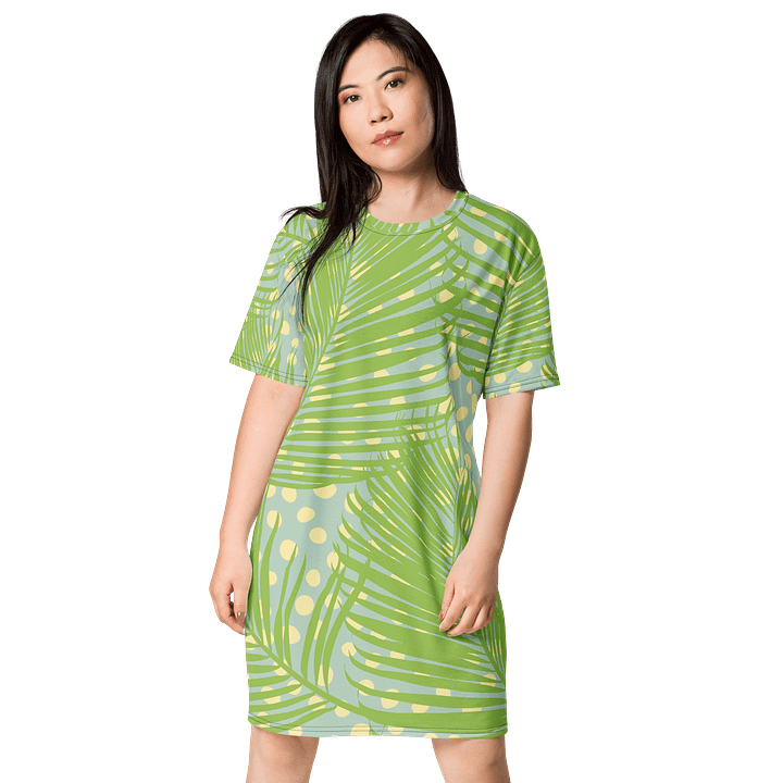Oversized Lime Green Tropical Print T-Shirt Dress product image (1)