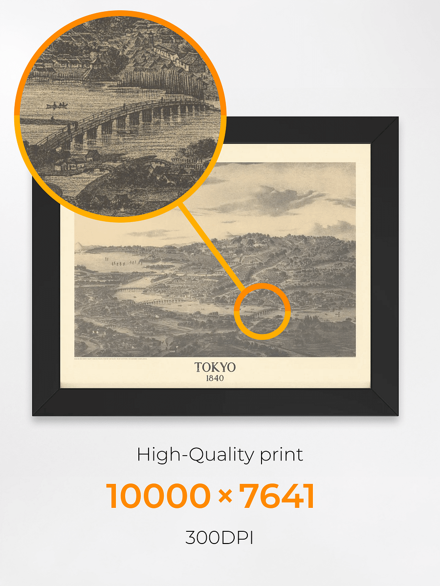 Tokyo 1840 Framed Poster Print – Hand-Drawn Edo Period City View product image (29)