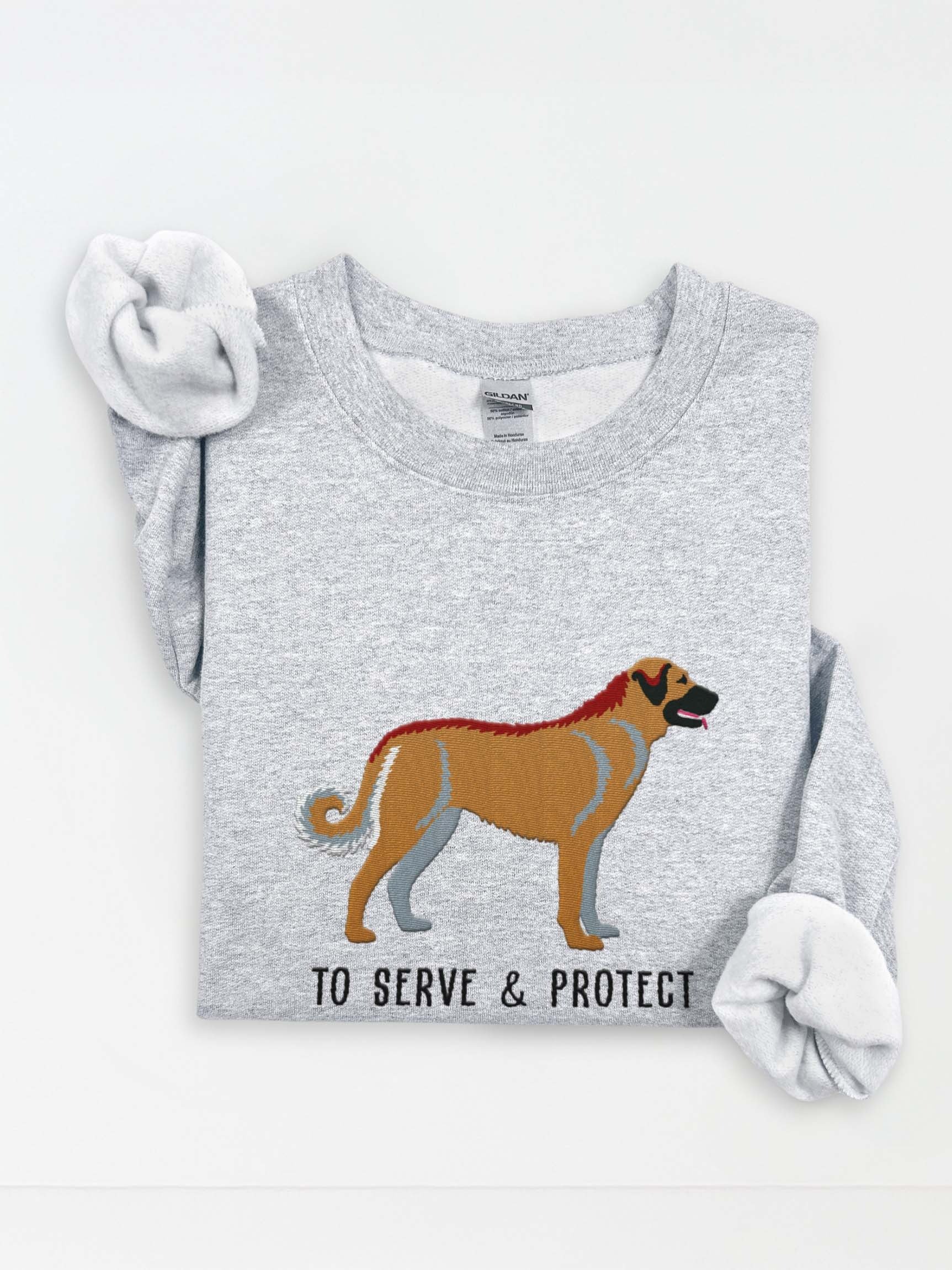 To Serve and Protect Sweatshirt (Embroidered) of an Anatolian Shepherd(Tan) product image (1)