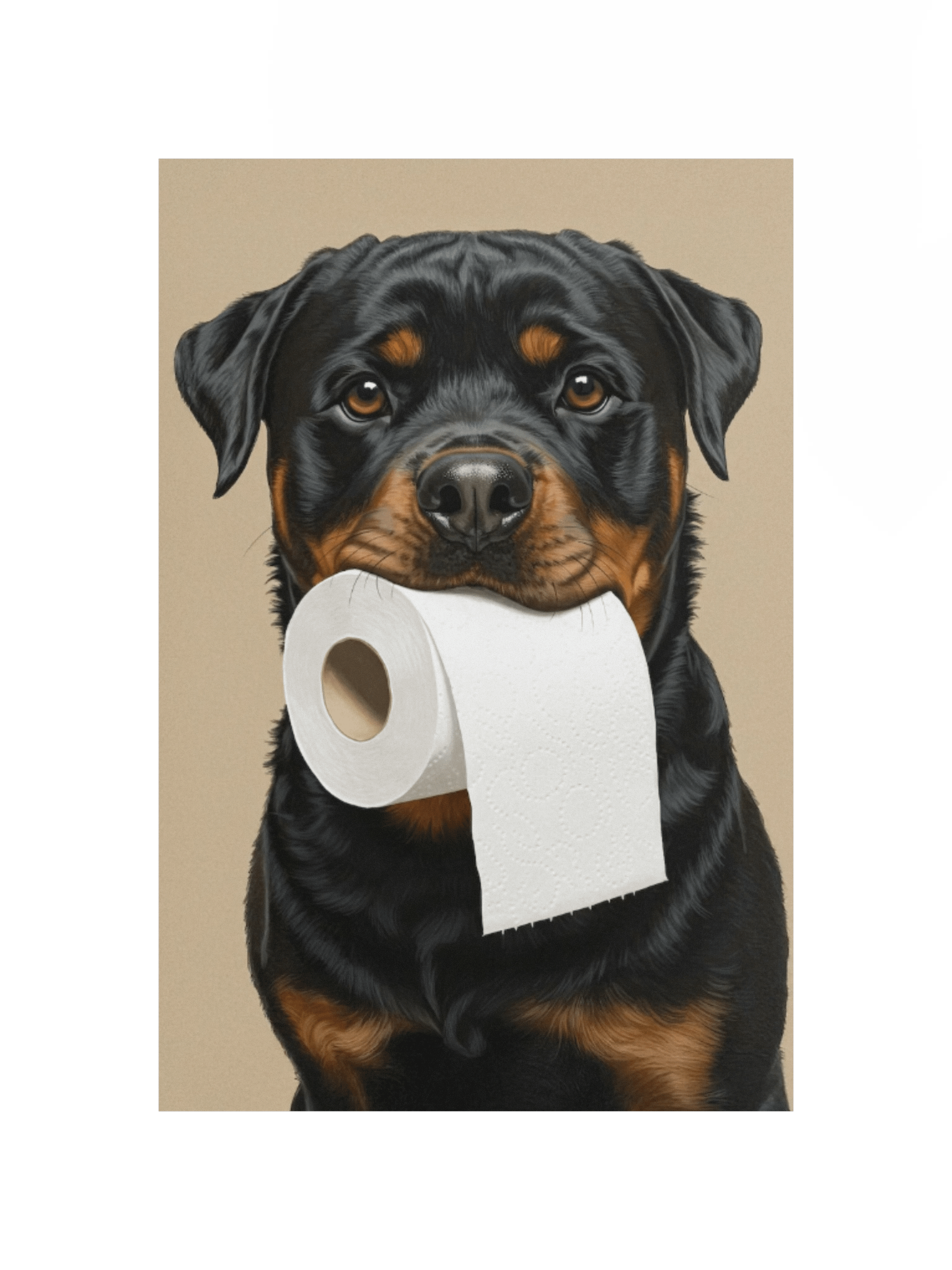 Rottweiler with toilet paper roll in mouth Poster product image (12)