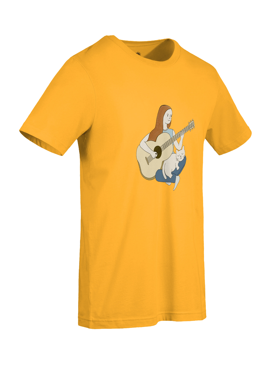 Woman Playing Acoustic Guitar and Her Cat Unisex T-Shirt product image (92)
