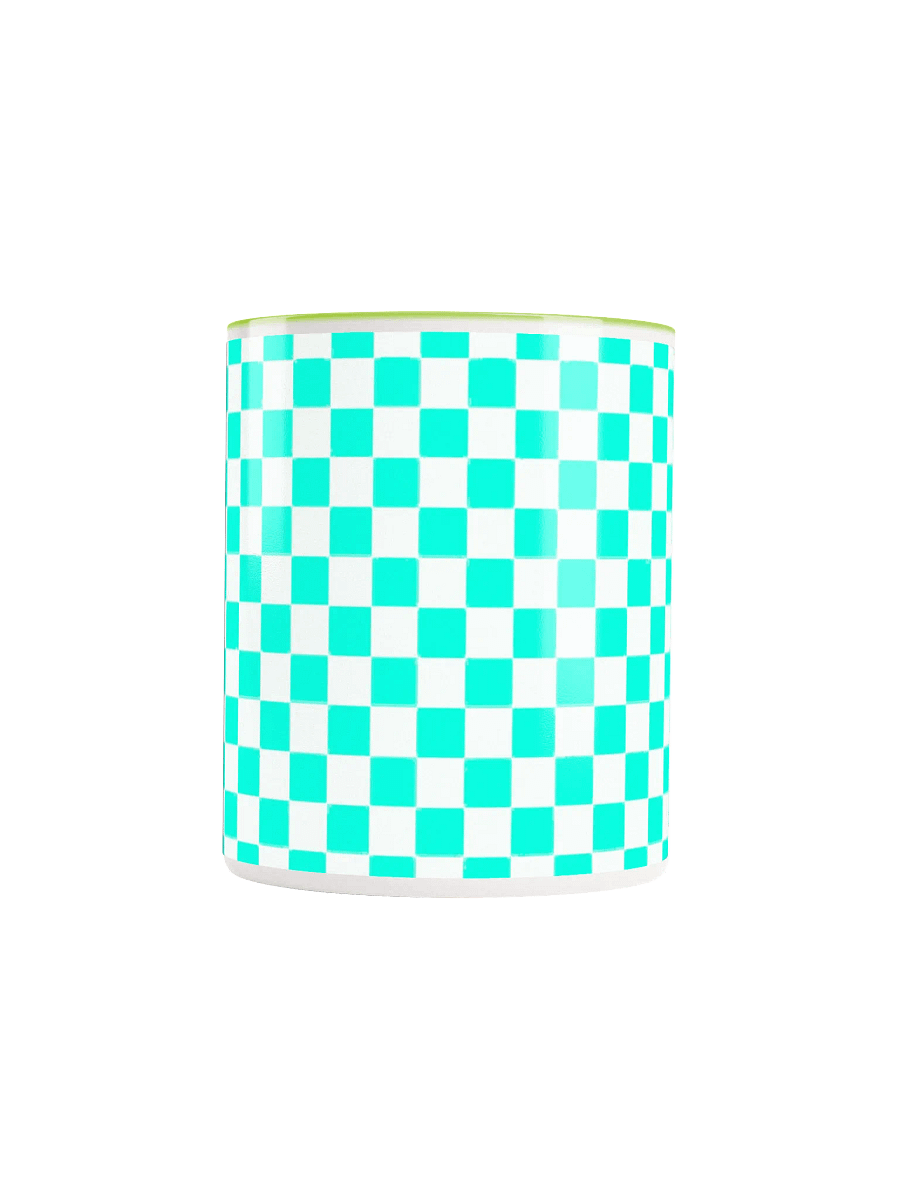 Checkered! Neon Aqua Blue and White Checkers Mug product image (50)