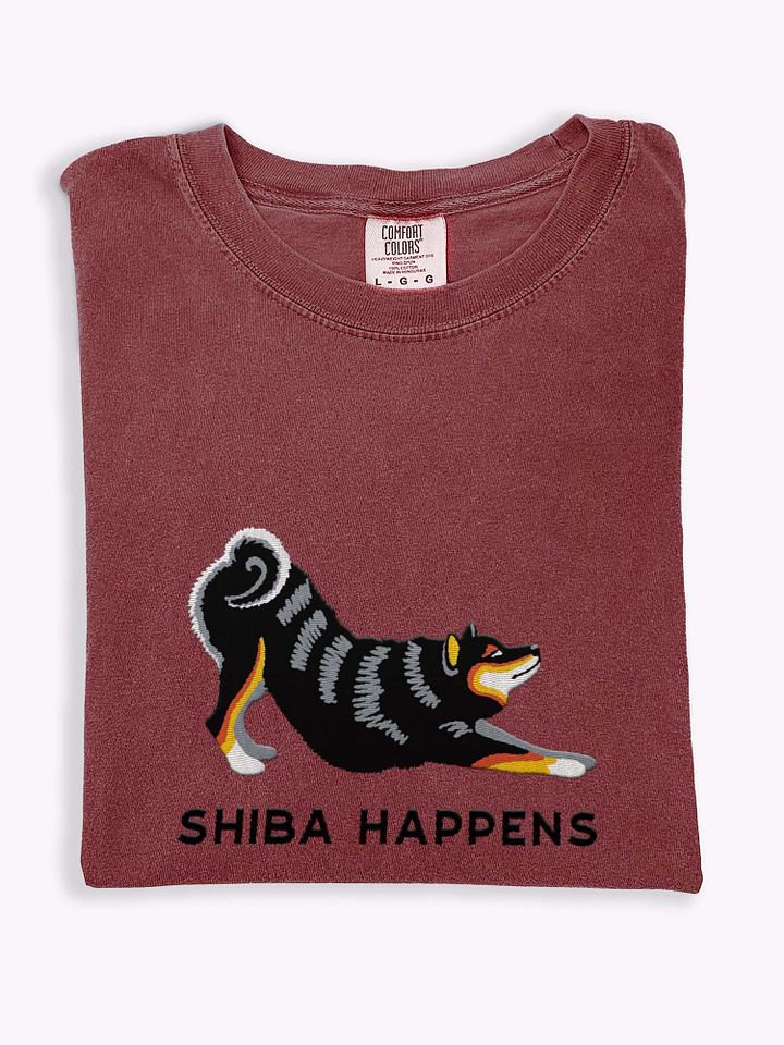 Shiba Happens T-Shirt(Embroidered) of a Shiba Inu(Tricolor) product image (1)