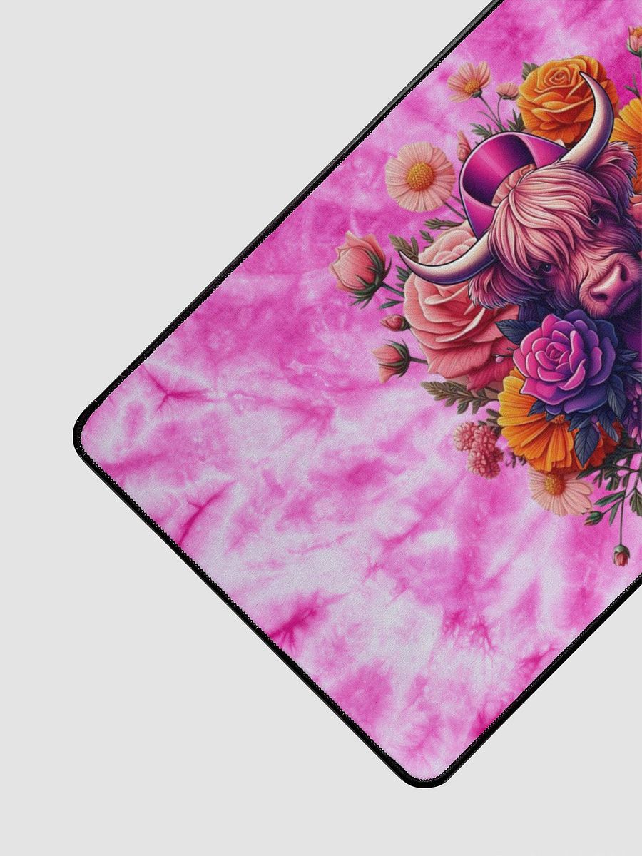 Highland Cow Blooms Breast Cancer Awareness Desk Mat product image (3)