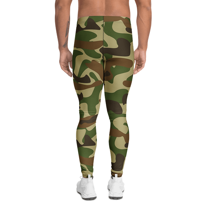 Woodland Green Army Camouflage Military Camo Pattern Men's Leggings product image (2)