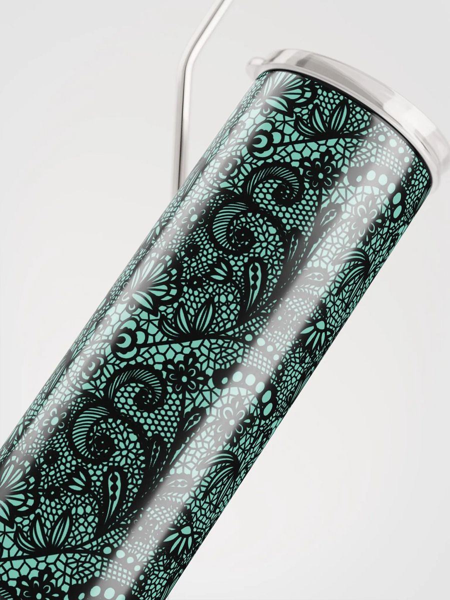 Elegant Lace-Inspired Stainless Steel Tumbler | Green & Black Design product image (5)