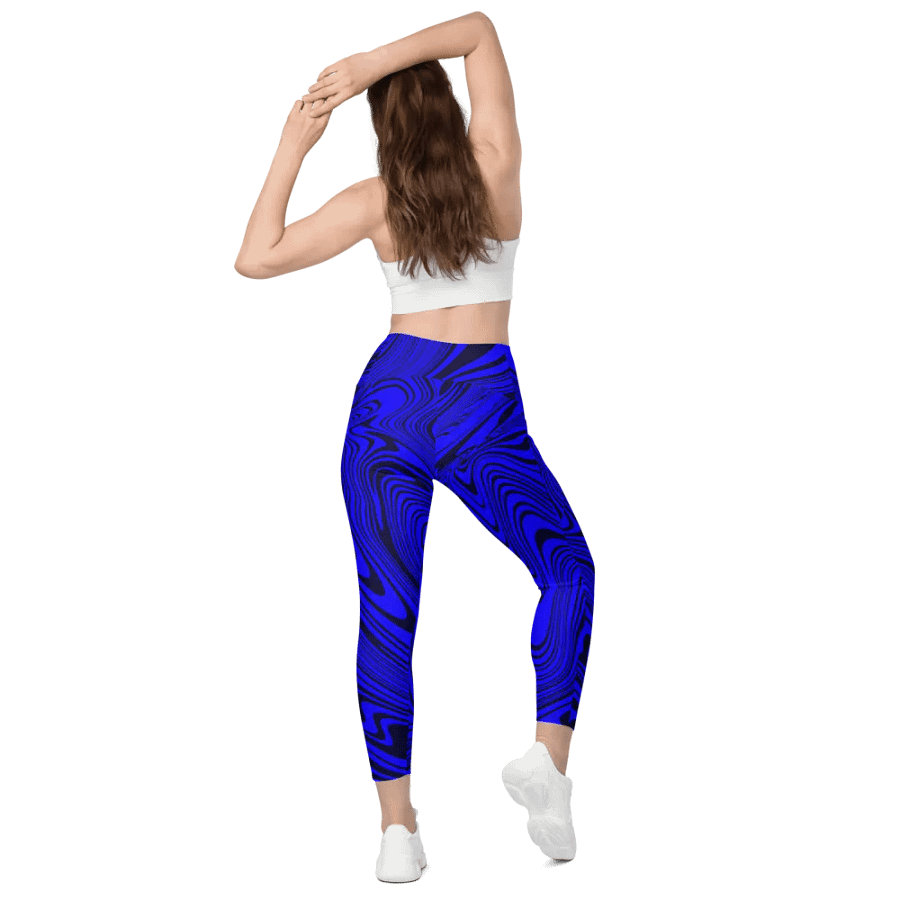 Leggings with Pockets - Abstract Blue Swirls product image (6)