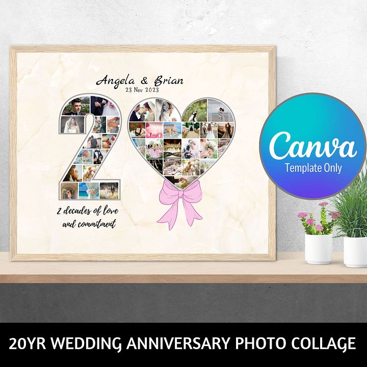 20 Year Wedding Anniversary Photo Collage Canva Template product image (1)