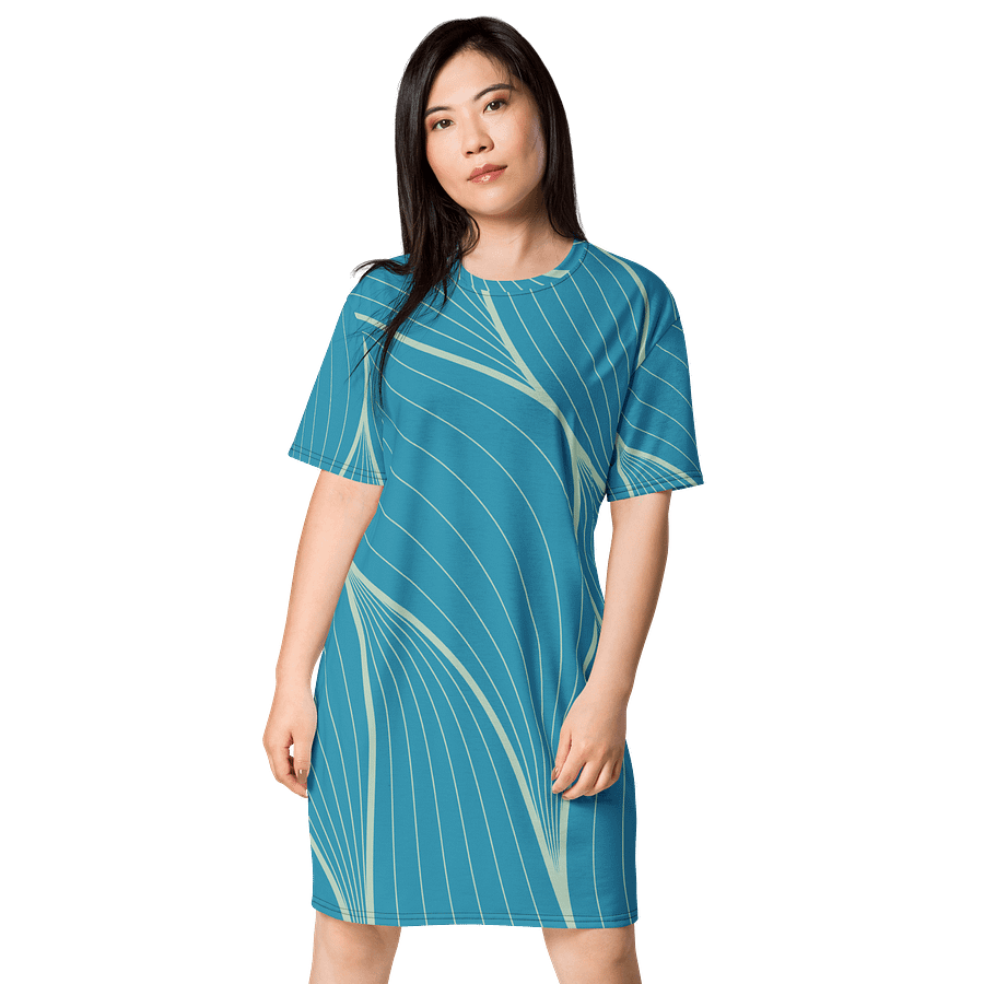 Stunning Teal Wave Oversized T-Shirt Dress - Exclusive TDSMUSIC Design product image (1)