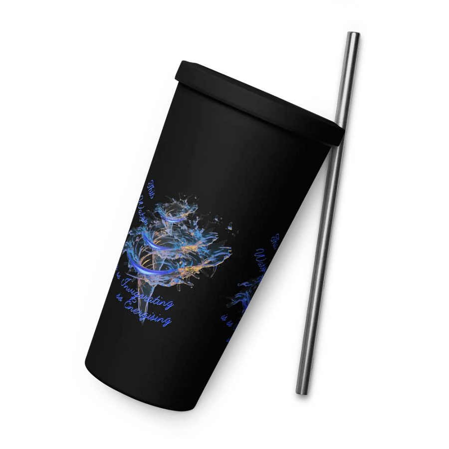 Insulated Tumbler with beautiful swirly blue whirlpool design featuring ' This water is so energising' product image (3)