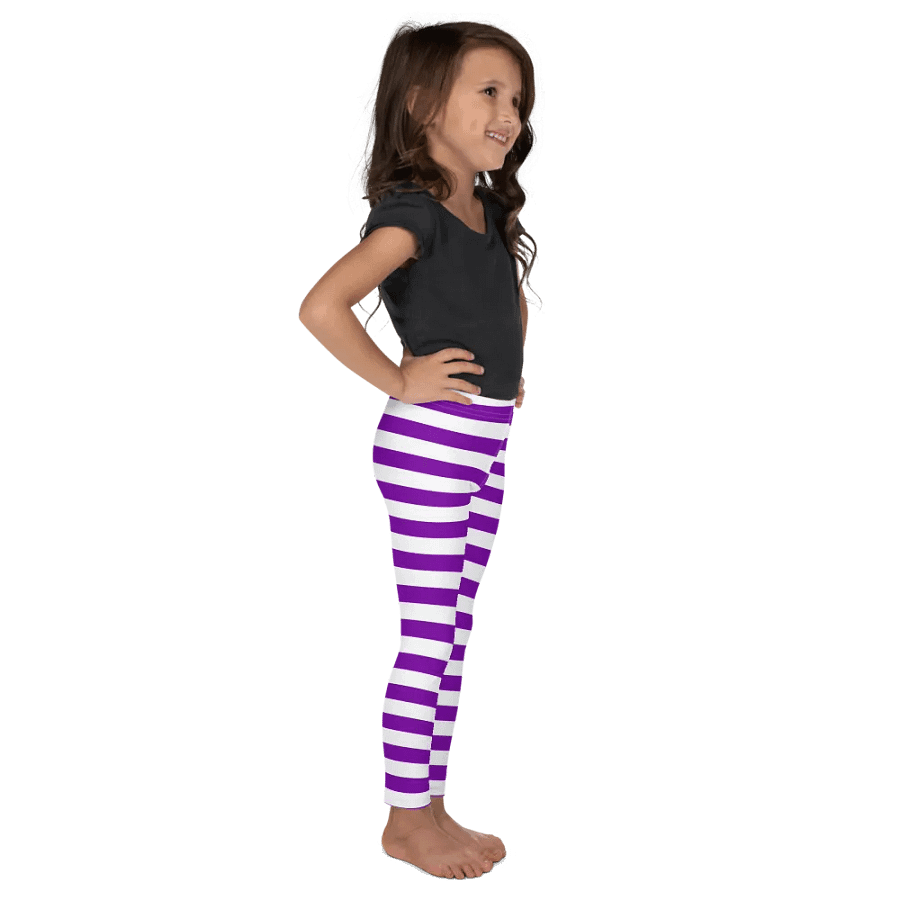 Striped Purple and White Kids Leggings product image (5)