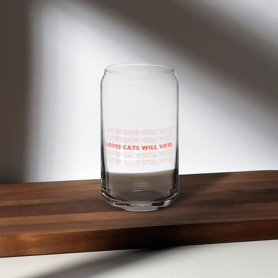 Loves Cats Will Vote Can-Shaped Glass product image (6)