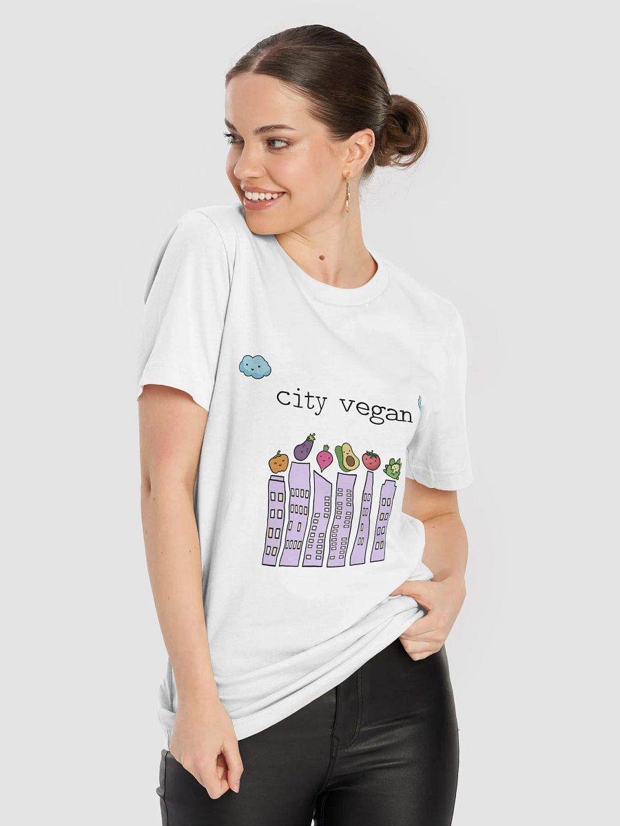 “City Vegan” Unisex White T-Shirt product image (6)