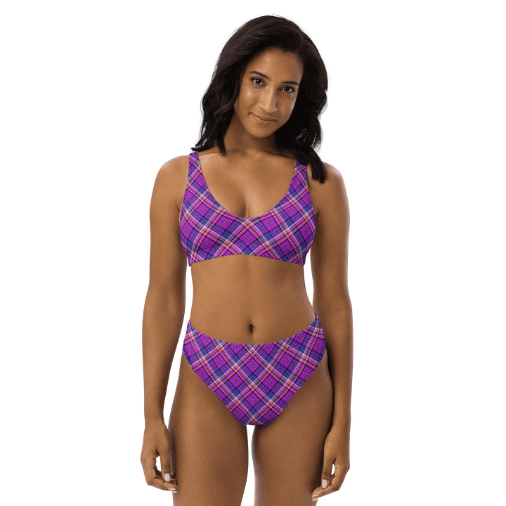 Bright Purple, Pink, and Blue Plaid Bikini product image (1)
