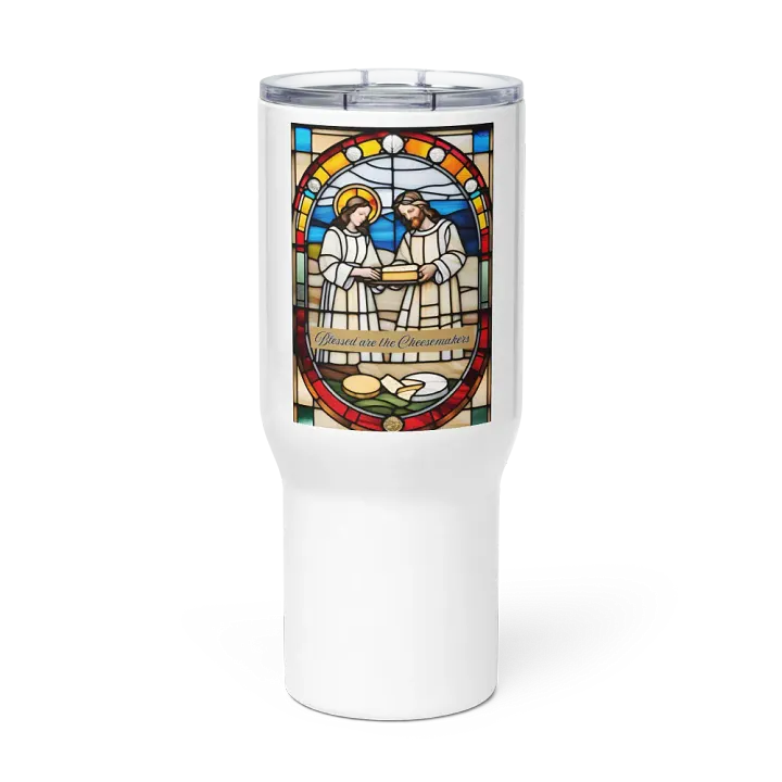 Blessed are the Cheesemakers Stainless Steel travel mug with handle #02 product image (3)