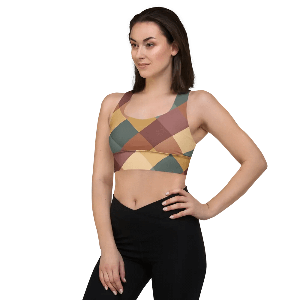 Abstract pastel geometric Longline Sports Bra product image (2)