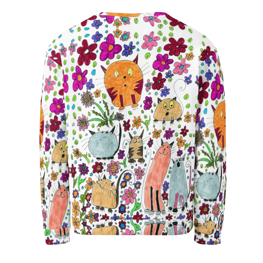 Abstract Floral Doodle Art Cats Unisex Sweatshirt product image (5)