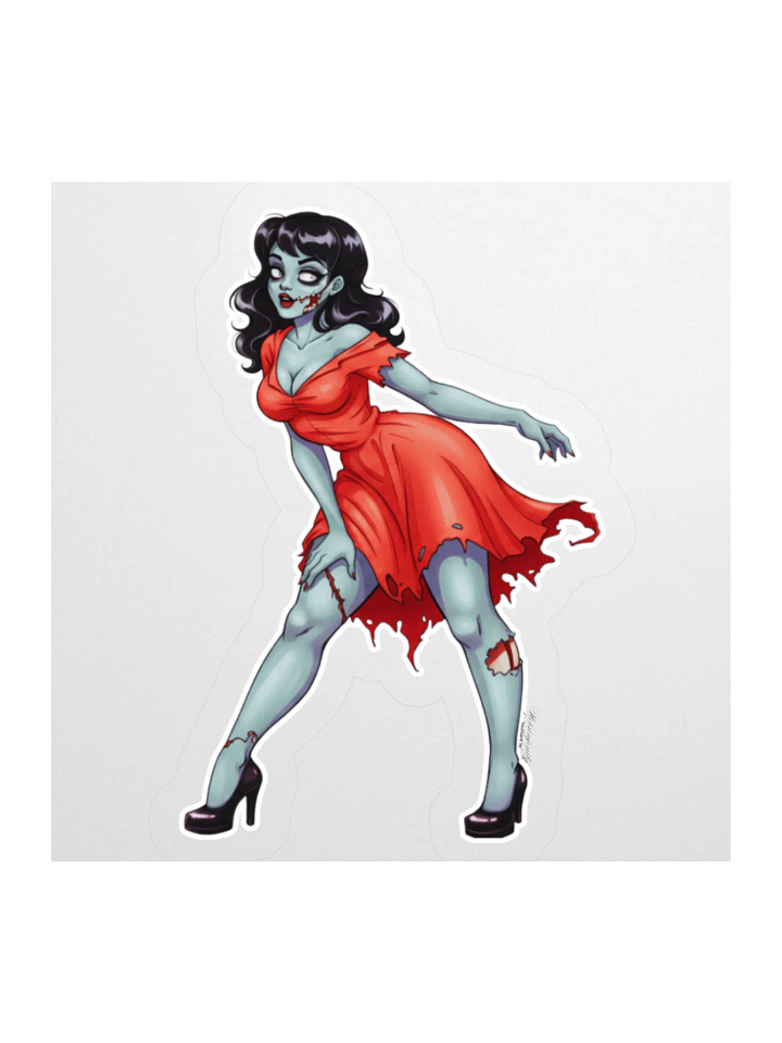 V1 Zombie Pinup Kiss Cut Stickers (Clear Edge) product image (1)