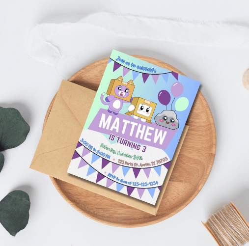 Editable Text Lankybox Birthday Invitation - Canva - Lankybox Themed Party Invite product image (2)
