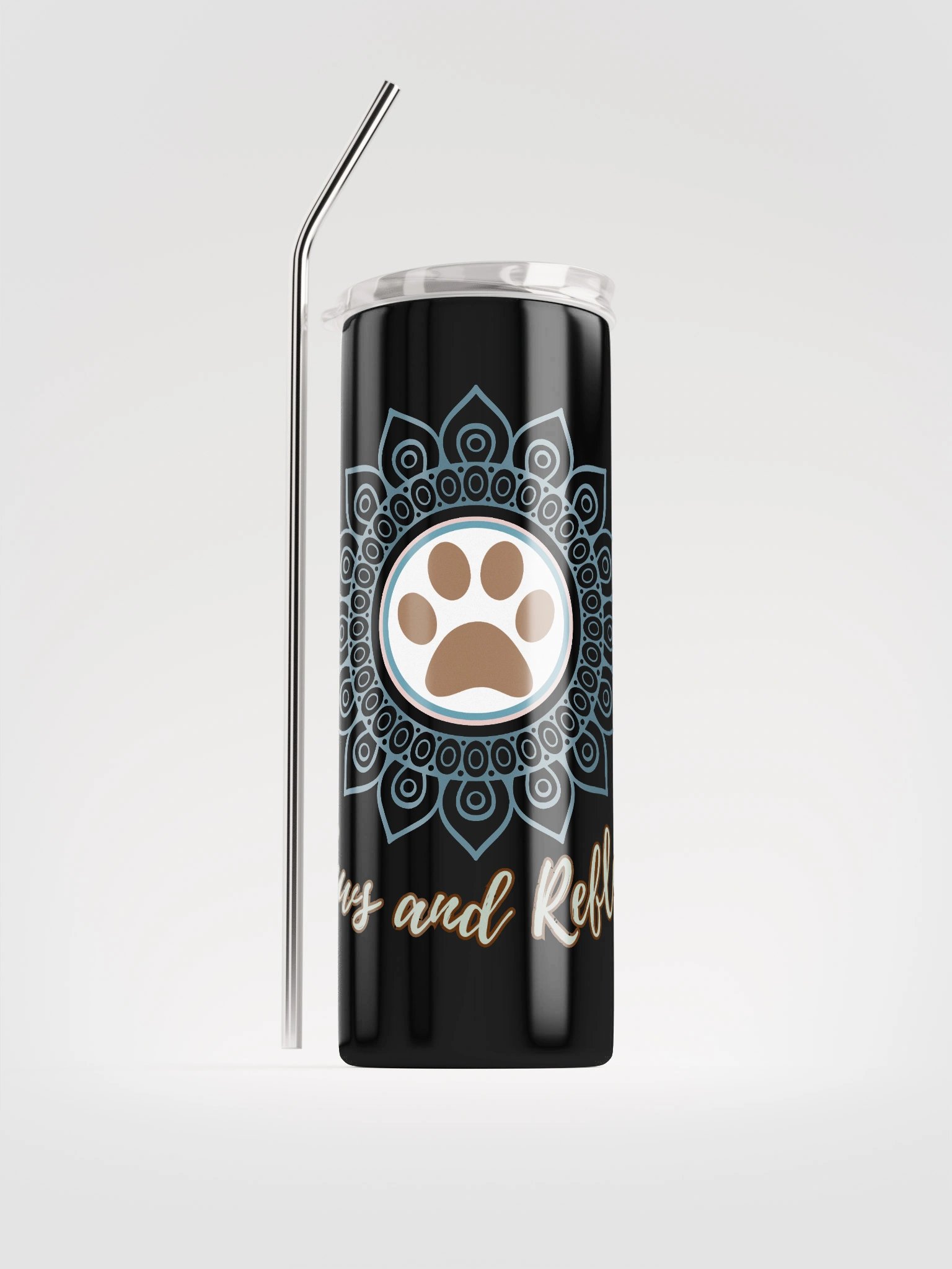 Paws and Reflect Mindful Mandala Paw Print Stainless Steel Tumbler with Straw product image (1)
