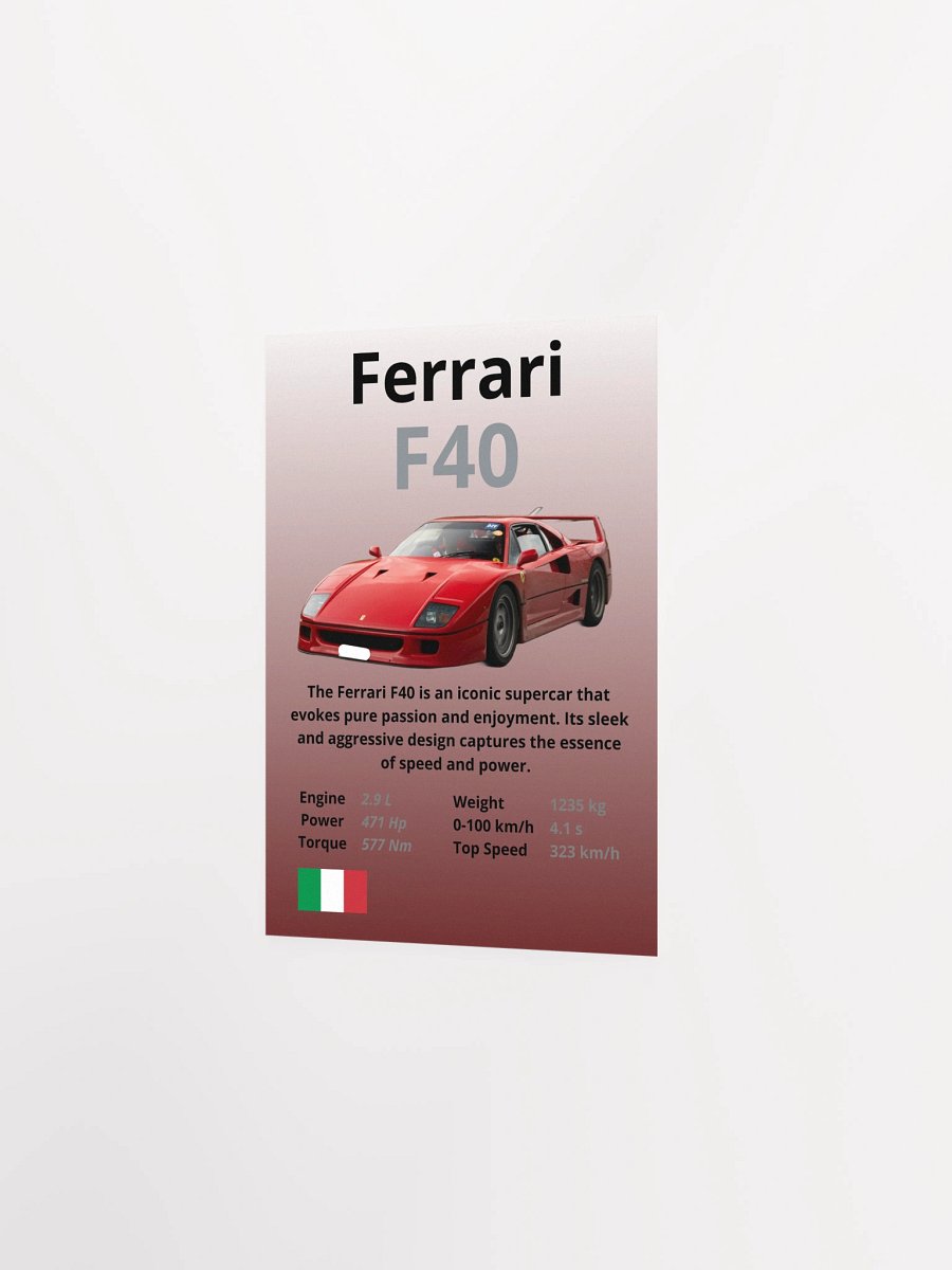 Ferrari F40 Wall Poster Without Frame product image (7)