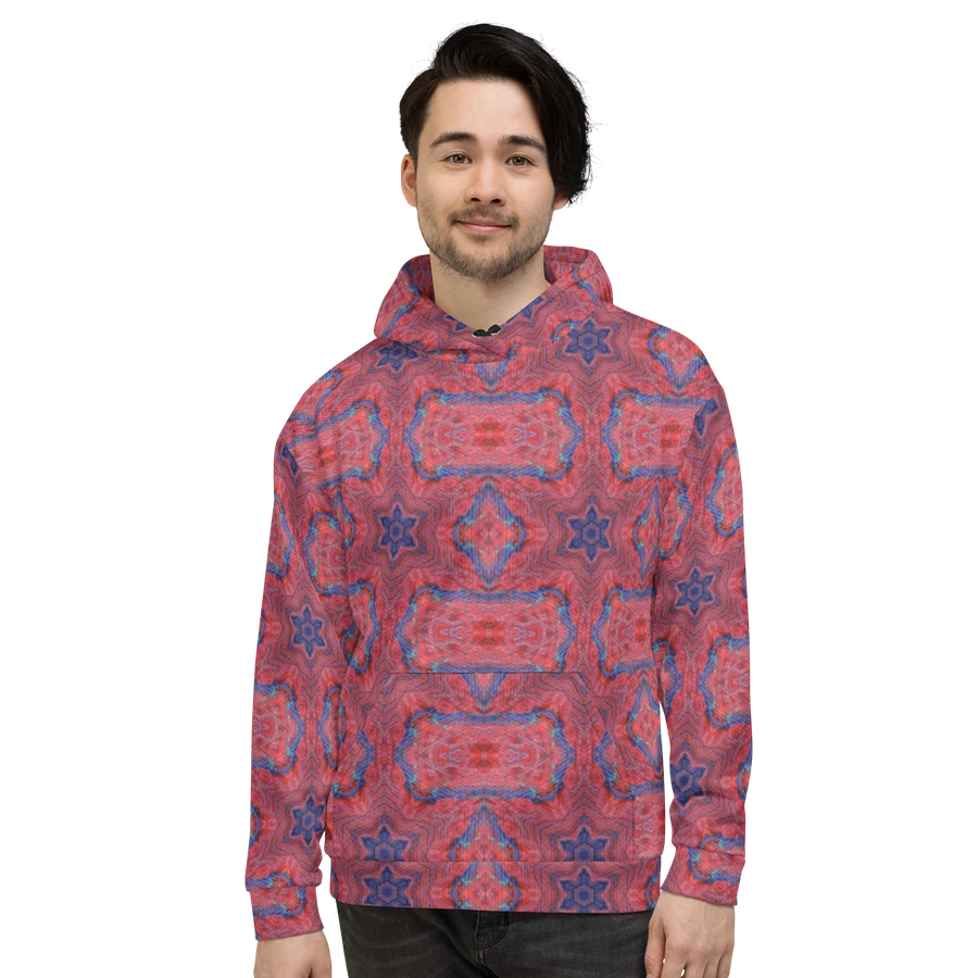Abstract Repeating Star Pattern in Red Unisex All Over Print Hoodie product image (2)