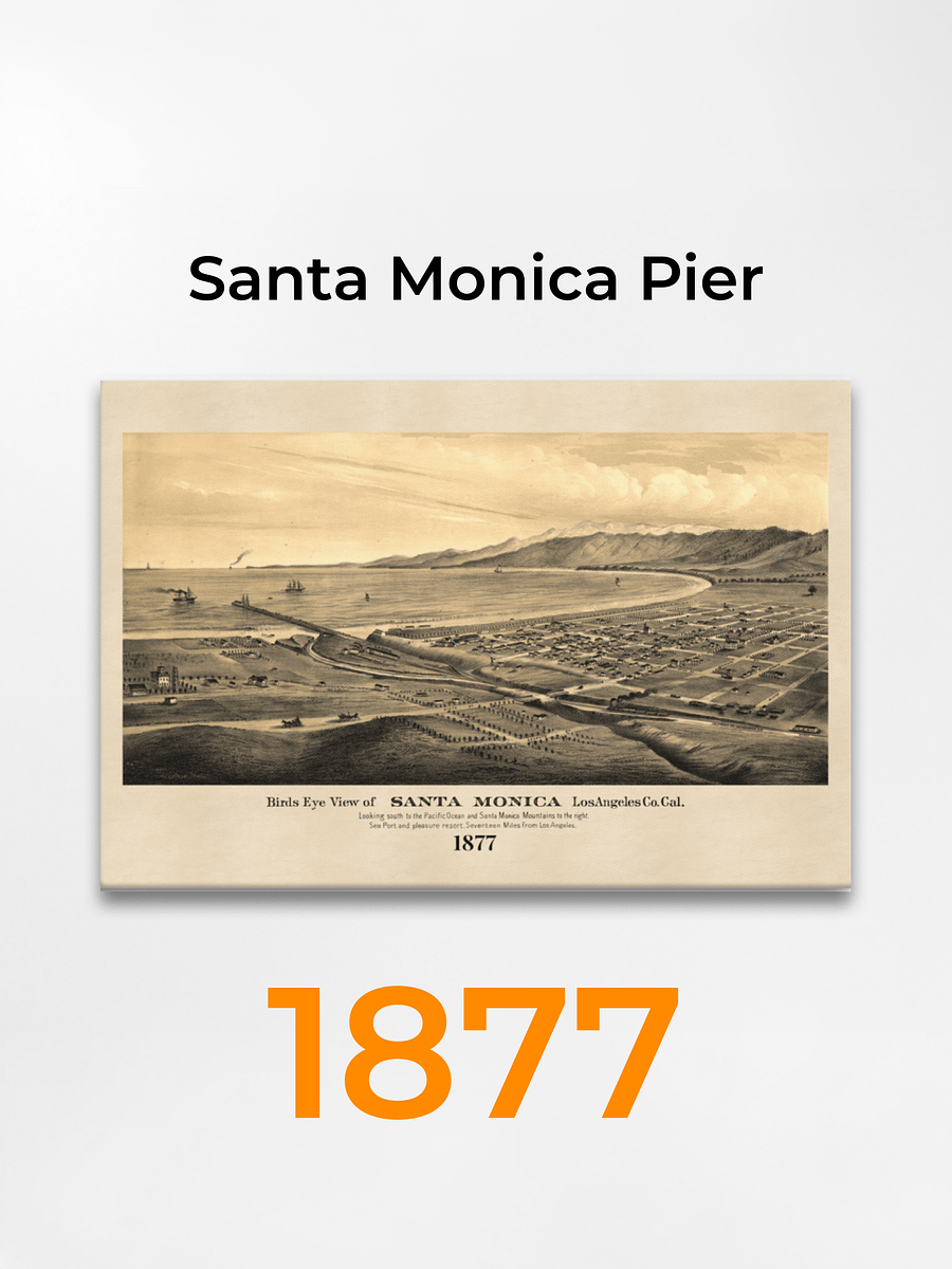 Santa Monica Panoramic Canvas Print – 1877 Hand-Drawn Historic City View product image (5)