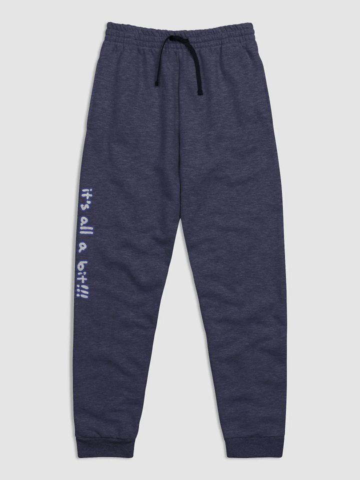 “It’s all a bit!!!” (long lined design, #3E4B9D) unisex joggers product image (1)