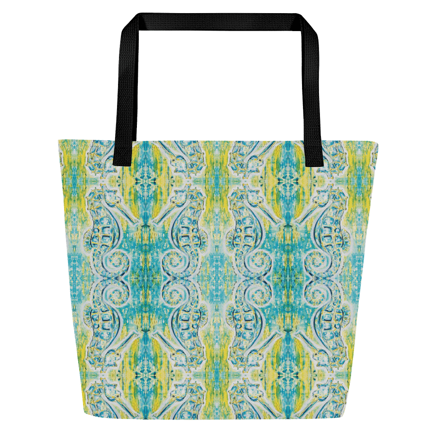 Painted Seahorses | Coastal Blue Watercolor Repeat | Tote Bag by Monique Faella Designs™ product image (7)