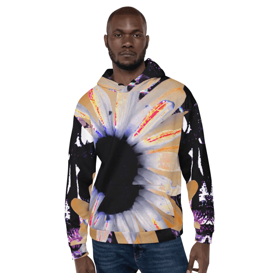 Abstract Neon Daises All Over Print Pull On Hoodie product image (6)