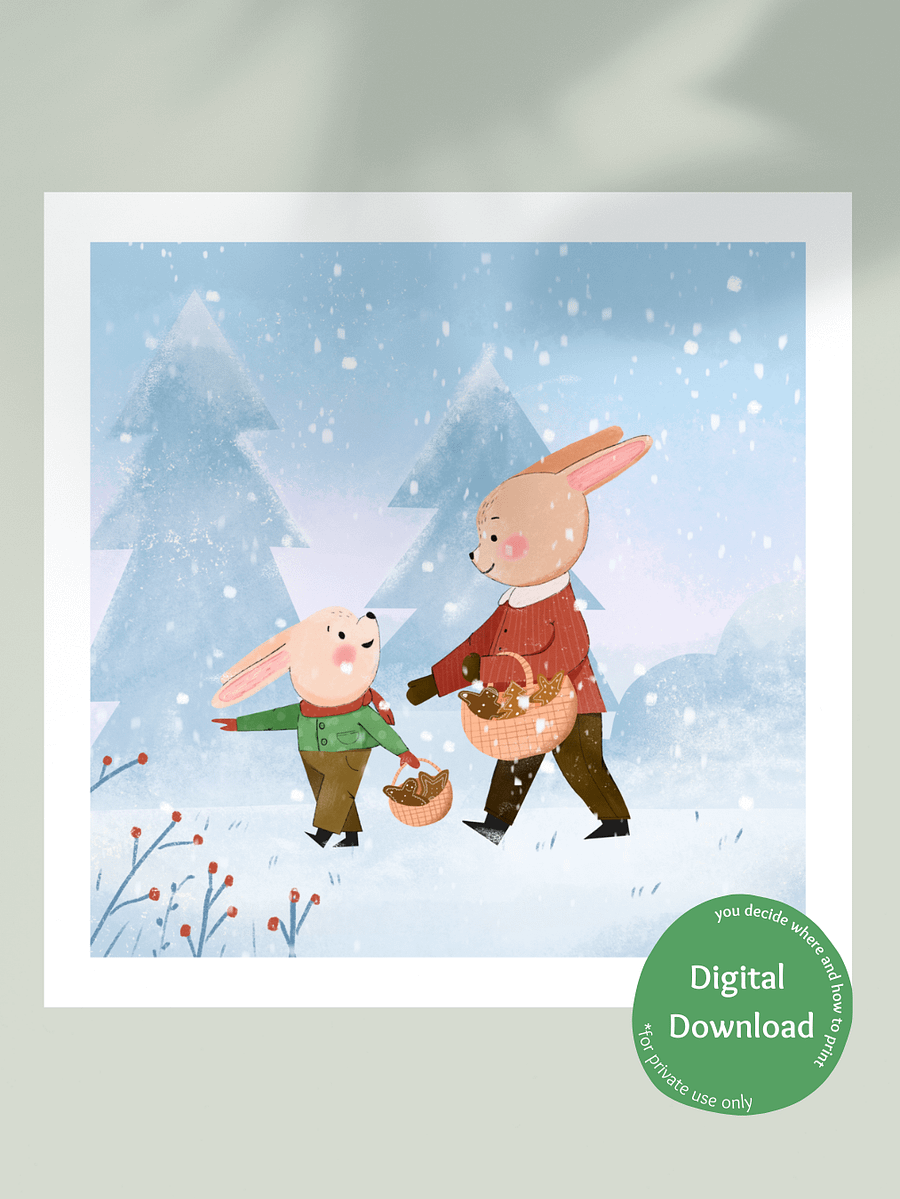 Zimowy Plakat dla Dzieci, Króliczki do Druku. Printable Winter Art Print - Cute Rabbits for Children. product image (2)