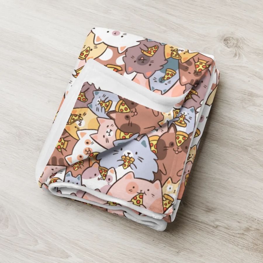 Whimsical Pizza Cats Throw Blanket product image (6)