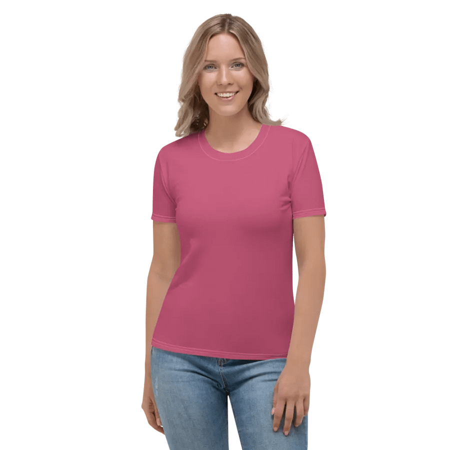 Plain Vibrant Red Soft Summer Women's Crewneck Polyester Heavyweight Premium T-Shirt by Treasure Pie product image (3)