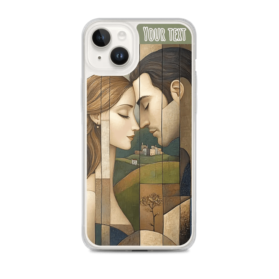 cubist landscape paintings with an in-love couple iPhone® Case product image (1)
