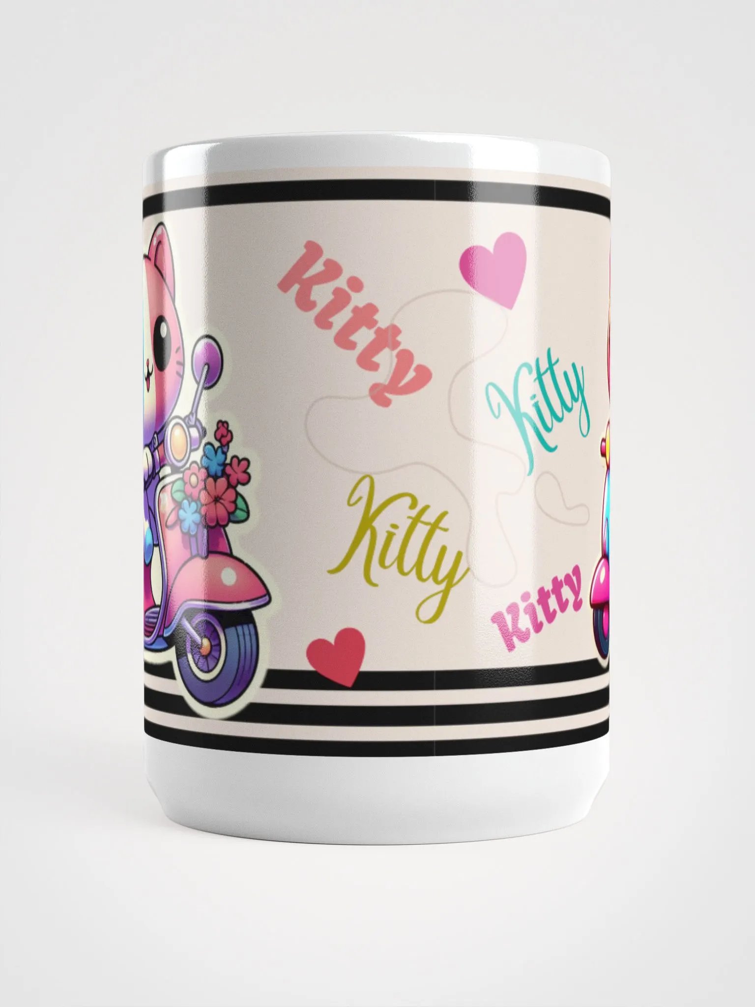 Happy kitty is Cycling!-White Glossy Mug product image (5)