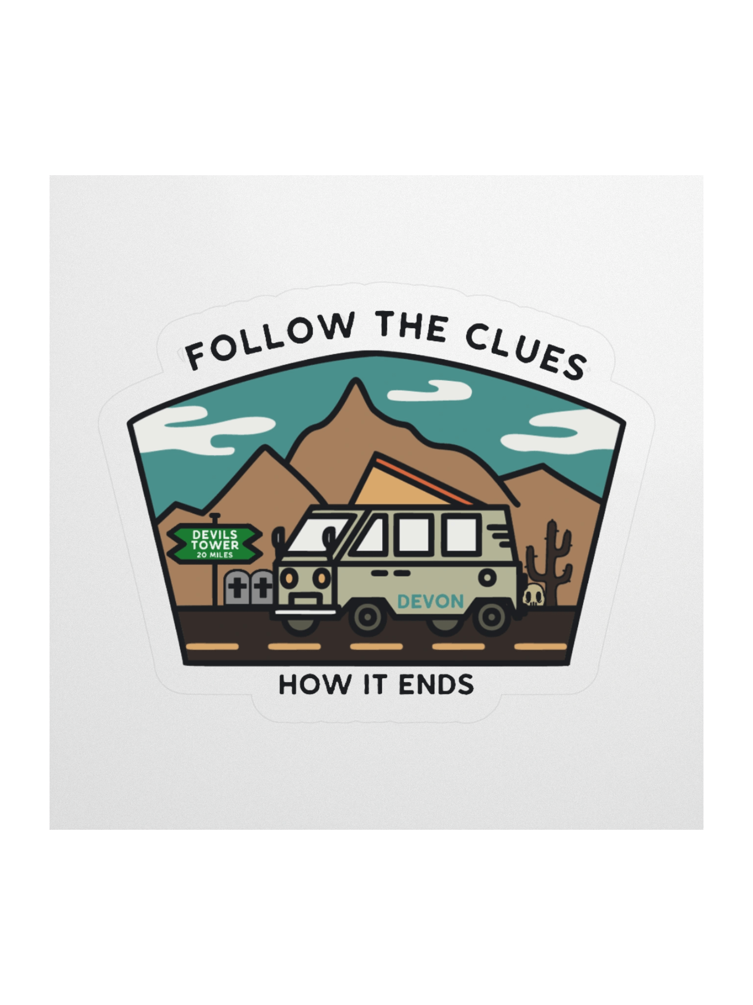 FOLLOW THE CLUES, Devon Sticker product image (1)