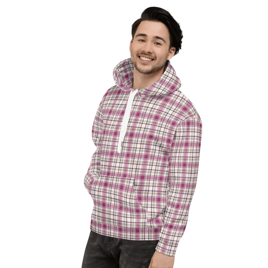 Magenta and Gray Plaid Hoodie product image (4)